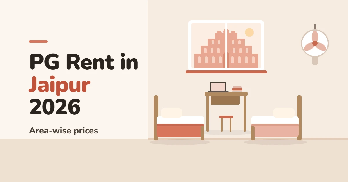 Shared PG room in Jaipur with two beds, showing area-wise PG rent for 2026